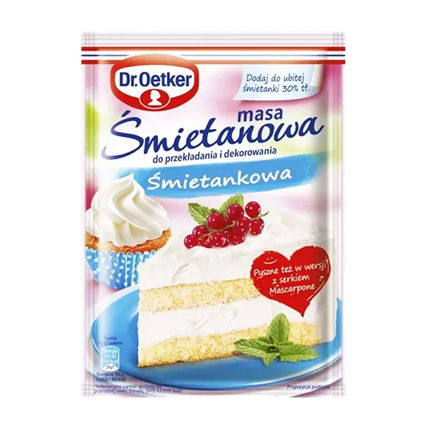 whipped cream mix, creme topping mix, topping for cake, Polish dessert mix, packaging pouch