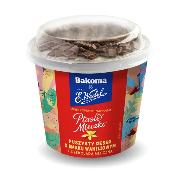 Schokoladenpudding, Vanille, Schokoladenstücke, Becher, Dessert
