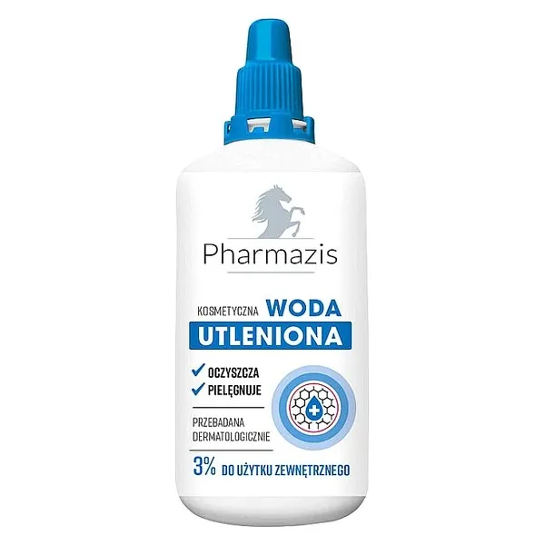 Wasserstoffperoxid, Kosmetikflasche, 3 Prozent, Blaue Verschlusskappe, Flüssigprodukt