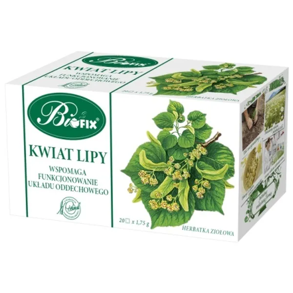 Kwiat lipy, ziołowy napar, herbata z lipy, opakowanie kartonowe, kolor zielony