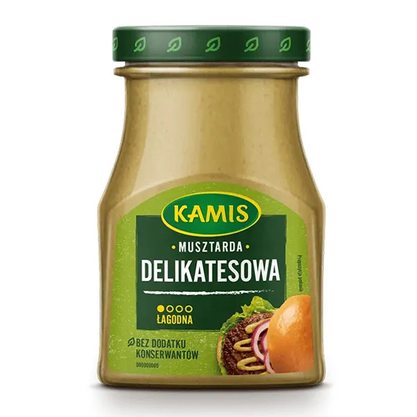 musztarda, gorczyca, delikatesowa, kamis, but no brand names allowed unless visible on product itself