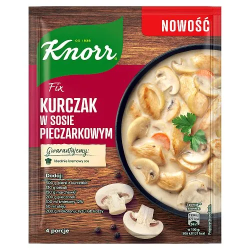 knorr, kurczak, w sosie pieczarkowym, zupa, garnek