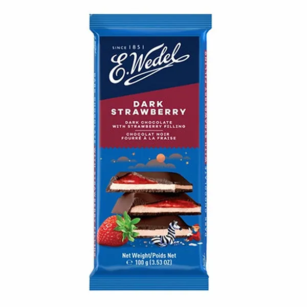 Dunkle Schokolade, Erdbeer-Füllung, Schokoladentafel, 100 g, E.Wedel