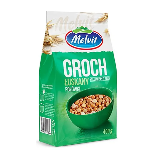 GROCH, Luskany, gelbe Erbsen, połowki, 400 g