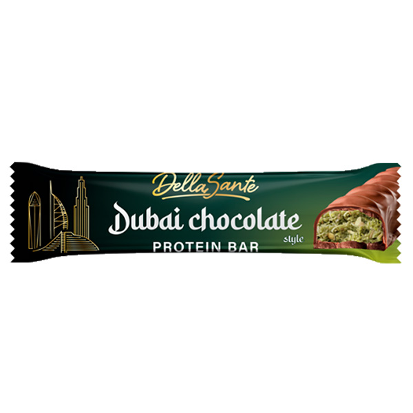 protein bar, Dubai chocolate, Snackbar, Mandelfüllung, Schokoladenüberzug